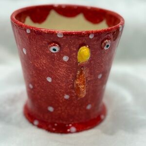 Vietri Majolica Rooster Red Polka Dot Ceramic Mug